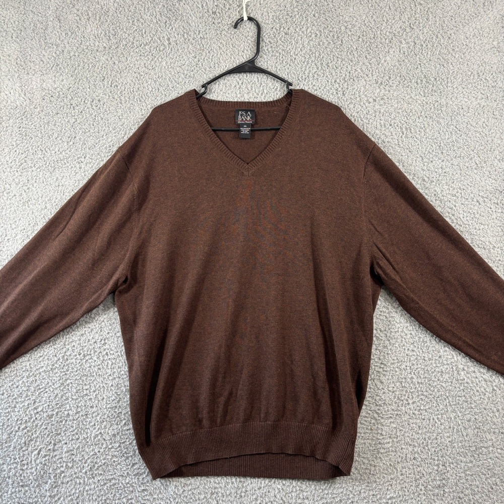 Jos A Bank Signature Collection Brown V-Neck Pima Cotton Sweater Mens XXL
